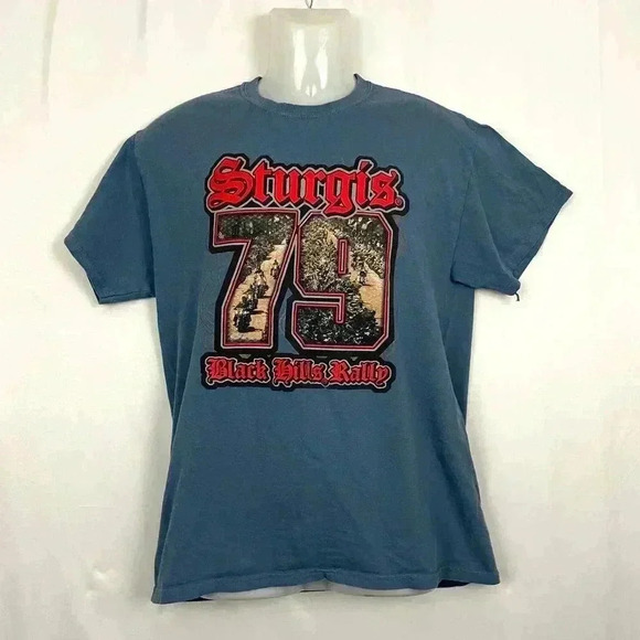 Sturgis Black Hills Rally 2019 Tee MEDIUM 79 Short Sleeve Blue 100% Cotton - Picture 6 of 8
